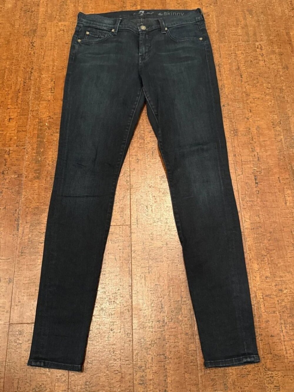7 For All Mankind 28 The Skinny Dark Wash Denim Jeans